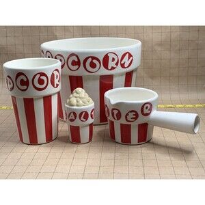 Ceramic Dispensers Cinema Popcorn Bucket One Small One Large Butter And Salt